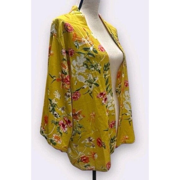 Do Everything In Love Womens OS Kimono Butter Yellow Hawaii Beachy Tropical - Picture 2 of 8